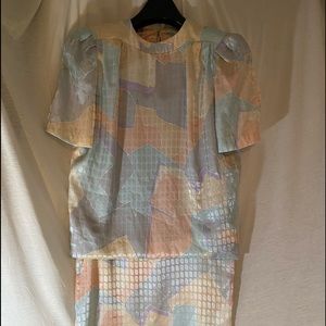 Dress Vintage Shift Pastel Colors Print Size 10